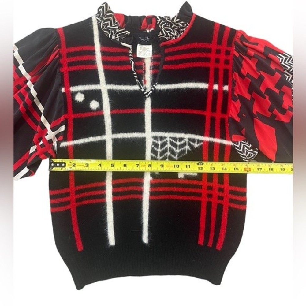 Diane Freis Vintage 70s 80s Wool Blouse Silk Sleeves Art Print Small - Picture 4 of 6
